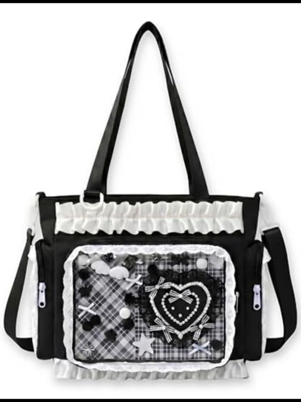 Large Ita Tote Bag Crossbody with Insert Kawaii Pin Purse Canvas
